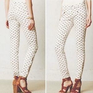 Pilcro And The Letterpress Anthropologie Serif Fit Moto Pants Floral Size 29